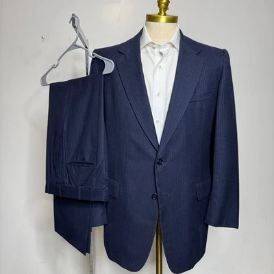 Hickey Freeman Pinstripe Suit Mens 40R 32W Navy Blue Custom Tailored Two Piece - Image 1 of 4