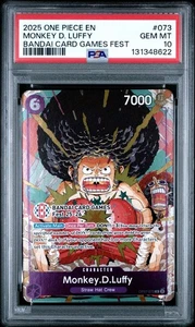2025 ONE PIECE OP07-073 BANDAI CARD GAMES FEST 25-26 MONKEY D LUFFY PROMO PSA 10 - Picture 1 of 2
