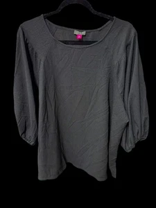 Vince Camuto Damen Übergröße 1X Bluse einfarbig schwarz strukturiert Bauern 3/4 Ärmel - Bild 1 von 5