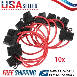 10 Pack 12 Gauge ATC In-Line Blade Fuse Holder OFC Wire Protection Power Socket - Picture 1 of 12