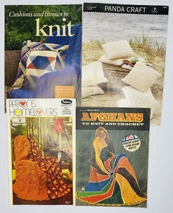 4 Knitting Pattern Books, Afghans, Throws & Cushions. GC - Picture 1 of 1
