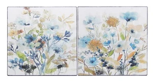 Holland Spring Mix Botanical Floral Wall Art Set of 2 Print Home Decor Sign 5x5" - Picture 1 of 9