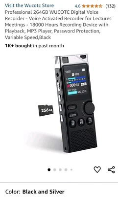 Professional 264GB WUCOTC Digital Voice Recorder - Voice Activated Recorder f... - Image 1 of 3