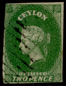 CEYLON GVI SG3a, 2d yellowish green, USED. Cat £90. - Picture 1 of 1