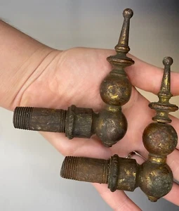 Pair of Antique Brass Metal Gas Lamp Architectural Victorian Hardware Lighting - Picture 1 of 8