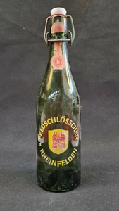 BOTELLA DE CERVEZA ALEMANA de vidrio verde antigua Feldschlusschchen Rheinfelden 28 cm - Imagen 1 de 5
