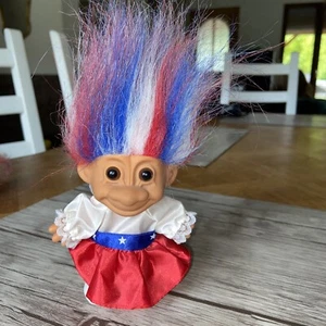 Poupée America troll Russ Berrie 1990 Officielle 15 Cm Avec Cheveux - Photo 1/4