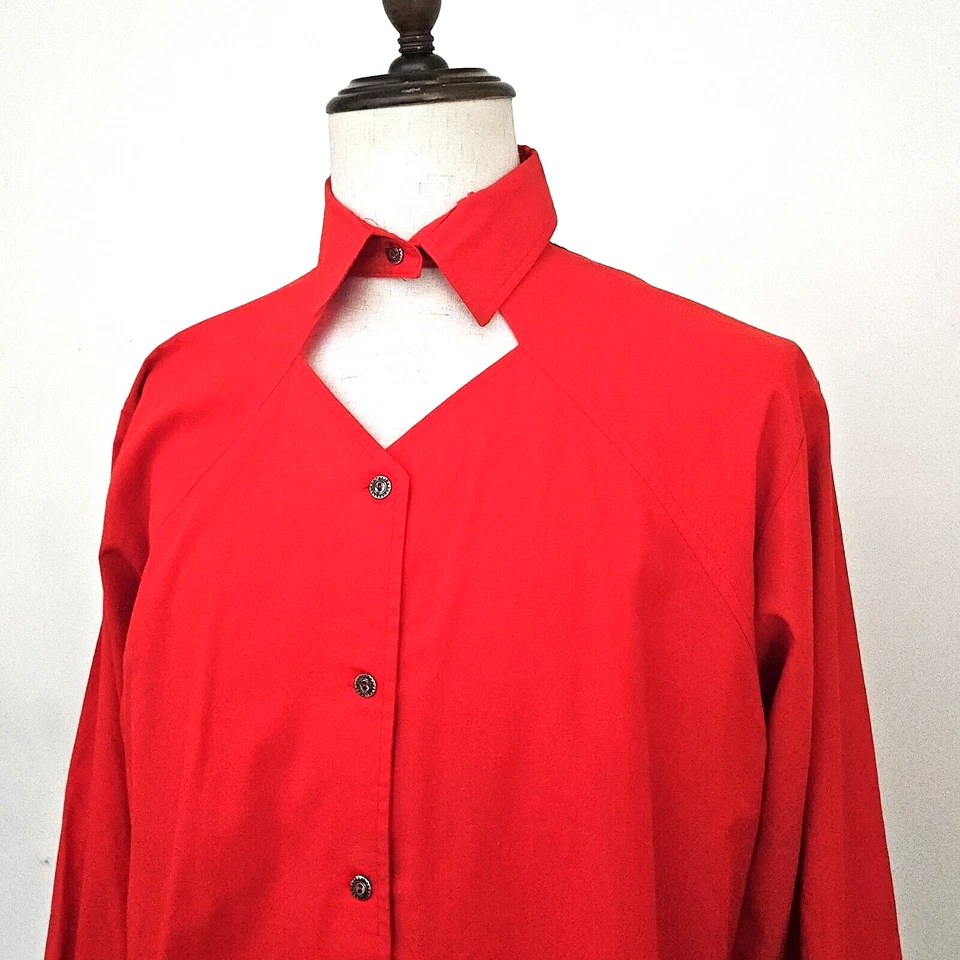 Camisa ocidental vintage anos 80 anos 90 Roper feminina L buraco na fechadura recorte botões astecas EUA - Imagem 1 de 4