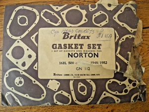 VINTAGE CLASSIC ORIGINAL NORTON 16H 500cc BRITAX GN112 GASKET SET 1948/52 - Picture 1 of 2
