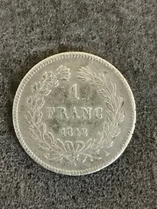 RARE / 1 FRANC ARGENT LOUIS PHILIPPE TYPE DOMARD 1842 A / FRANCE SILVER - Picture 1 of 2