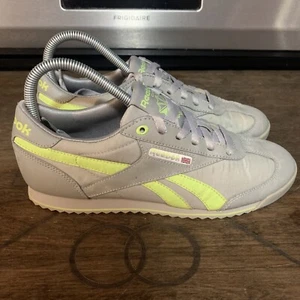 Reebok Womens Classic Leather Gray/Silver Neon Green Athletic Shoes, V49854, 8 - Picture 1 of 16