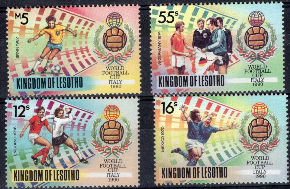 FÚTBOL CON TAZA 1990, LESOTHO, YV # 873/6, JUEGO COMPLETO, MNH Foto 1 de 1