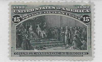 US Scott238, 1893 Columbian , 15 Cent, Unused, NG, NH, F/VF(Presenting Discovery - Image 1 of 2