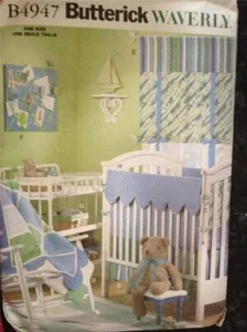 Butterick Sewing Pattern 4947 Waverly Infants Room - Rail Liner Bedskirt Uncut - Picture 1 of 3