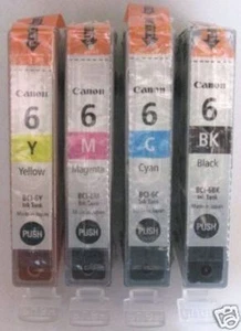 Canon Genuine BCI-6Bk BCI-6C BCI-6M BCI-6Y Set. New - Zdjęcie 1 z 2