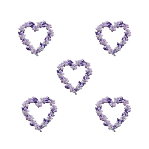 Purple Heart Patches (5-Pack) Floral Embroidered Iron On Patch Applique - SMALL
