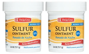 De La Cruz 10% Sulfur Ointment for Acne 2.6 OZ / USA / 11/2027 (2 JARS) - Picture 1 of 10