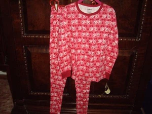 NWT Girls Size 9-10 Leveret 2pc Cotton Pajamas Pink with Bicycle Print - Picture 1 of 3