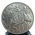 1966 Australia Uk Queen Elizabeth Ii with Kangaroos Silver 50 Cents Coin Km67 #4