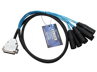 Elite Core 25-pin D-Sub DB25 to 8 XLR Male 5' Audio Cable Breakout Snake 5ft