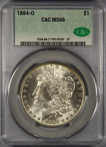 1884-O Morgan Silber Dollar CAC MS66 CACG 1 $ - Bild 1 von 3