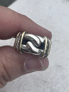 David Yurman Belmont Curb Link Ring in 925 Sterling Silver w/18K Sz 6 - Picture 1 of 8