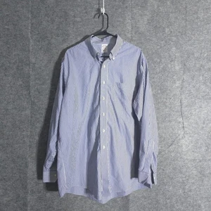 Brooks Brothers Herren 17 35 Blau Gestreiftes Button Down Hemd Original Polo Trad Fit - Bild 1 von 11