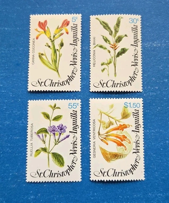 Estampillas de San Cristóbal y Nieves, Scott 380-383 conjunto completo MNH Foto 1 de 1