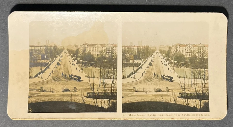 Stereo photo view, Munich Maximilianstrasse - Image 1 of 1