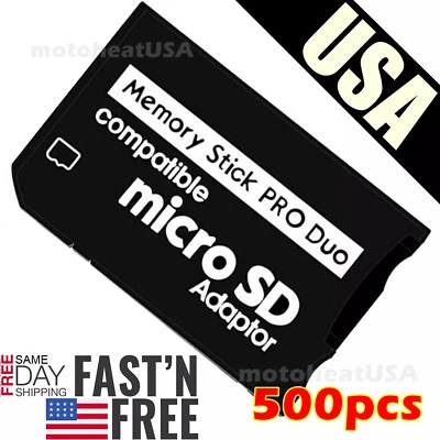 500pcs Memory Stick Pro Duo Adapter Micro SD SDHC TF Card Reader Camera PSP Lot - Image 1 of 4