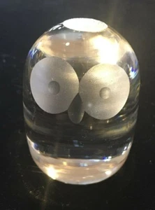 Hadeland Small Glass Owl from Norway, Original metallic Tag Still Attached - Picture 1 of 11