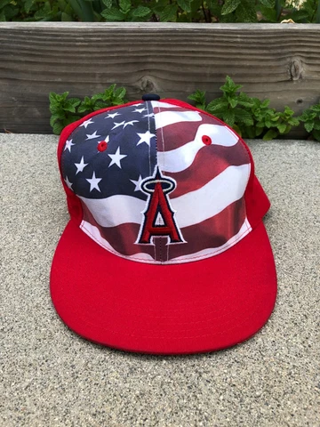 Anaheim Angels USA Flag Baseball Hat Men's American Red MLB Cap Adjustable Cover