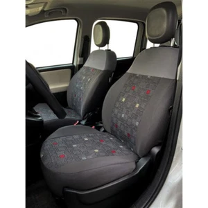 129179 CUSTOM FIAT PANDA 12 COTTON GREY FRAMES 4 A+D SEAT COVERS - Picture 1 of 9