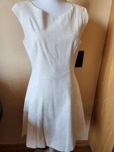 NWT ZARA  white  flare knee length dress size L made in Morocco - Picture 1 of 5