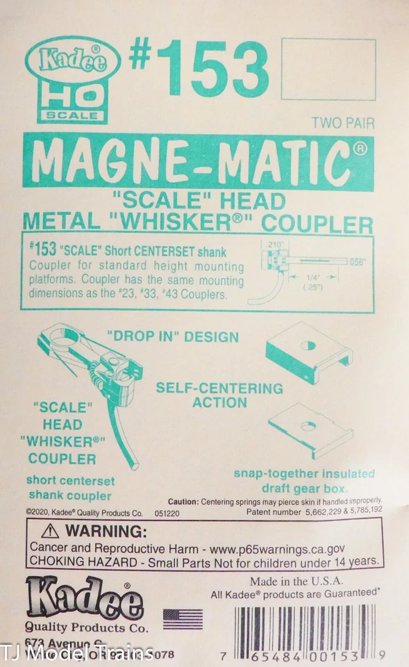 Kadee HO #153 Whisker 比例自定心关节耦合器 - 套件 - Magne-Mat — 第 1/1 张图片