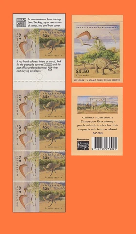 1993 Dinosaur Era 10 x 45c Booklet Peel & Stick MNH Cover