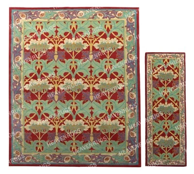 New Cecil Red Handmade Tufted Traditional Style Wool Area Rug & Carpet - Image 1 of 4