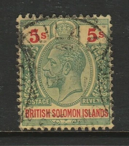 Br.Solomon Is.1914-23 George V 5/- Green and red SG 36 Good-fine used. - Picture 1 of 2