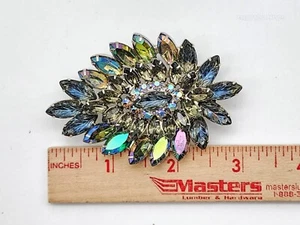 Broche/pin de joyería de diamantes de imitación ab moldeado ahumado de 3" estilo diseñador vintage ¡guau!! - Imagen 1 de 6