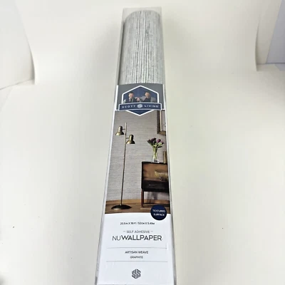 NEW Scott Living Self-Adhesive Wallpaper Artisan Weave Graphite 20.5” x 18ft - Image 1 of 4