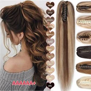Super Thick Real Remy Claw Ponytail Clip In 100% Human Hair Extensions Pony Tail - Picture 1 of 59