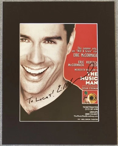 Eric McCormack Signed IP 11x14 Matted Autographed Photo Authentic, The Music Man Cover
