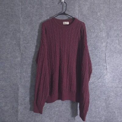 Vintage Tricots St. Raphael Sweater Mens L Purple Cable Knit Rust Made in USA - Image 1 of 4
