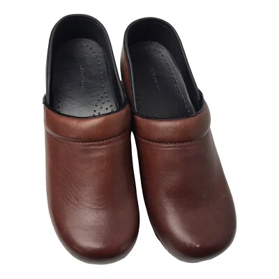 Zuecos profesionales Lands’End marrón cuero básico zapatos cómodos sin cordones talla 9B Foto 1 de 4