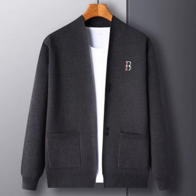 Luxury Brand Pocket Men'S Knitted Cardigan Autumn and Winter New Exquisite Embro - Image 1 of 4
