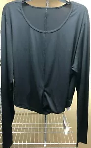 Fabletics PIA Front Twisted Top Sz 2X Long Sleeves Knot Front Fitness Black NWT - Picture 1 of 8