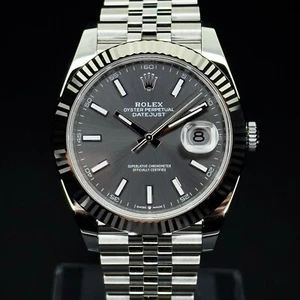 Rolex Datejust 41mm Oystersteel White Gold Slate Dial 126334 Full Set - Picture 1 of 21