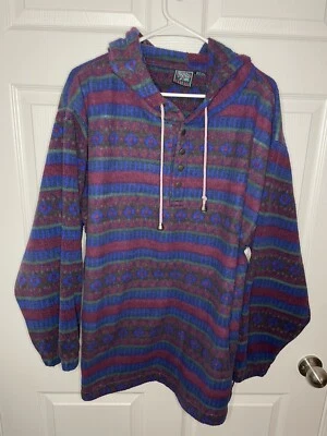 Jaqueta Pulôver Tribal Asteca Vintage Santana Tamanho G Roxa/azul/verde - Imagem 1 de 4