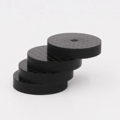 4pcs Black Carbon Fiber Hifi Speaker Isolation 25 x 5mm Spike Base Pad Shoe Feet - Image 1 of 4
