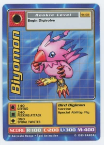 Biyomon ST-03 nivel de novato Digi Digi Battle Starter 1 tarjeta 1999 Bandai - Imagen 1 de 7